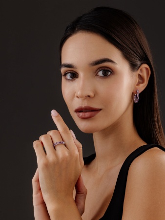 Купить оптом серьги из серебра с аметистами 2340061182 от Krasnoe