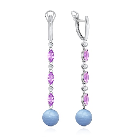 Купить оптом серьги из серебра с агатами, фианитами и аметистами 2340871204л-2-85 от Krasnoe