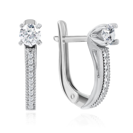 Купить оптом серьги из серебра с фианитами 2340200215 от Krasnoe