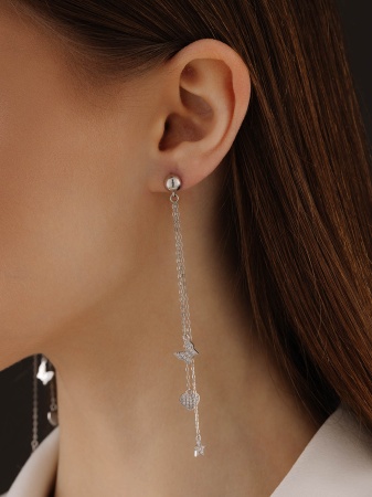 Купить оптом пусеты из серебра с фианитами 2340200645л от Krasnoe