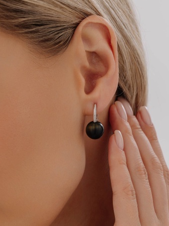 Купить оптом серьги из серебра с соколиный глазами 2340СГ4318 от Krasnoe