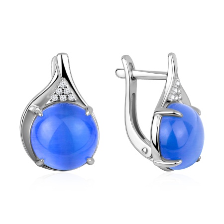 Купить оптом серьги из серебра с кошачий глазами и фианитами 2340265892л-70 от Krasnoe