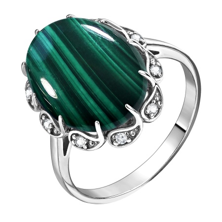 Купить оптом кольцо из серебра с малахитом и фианитами 1340385114л от Krasnoe