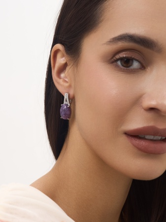 Купить оптом серьги из серебра с чароитами и фианитами 2340463537л от Krasnoe