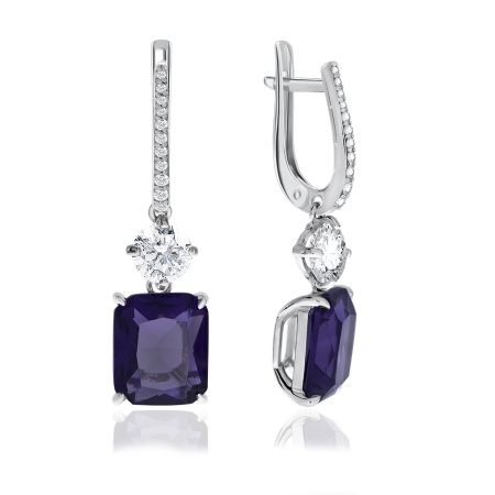 Купить оптом серьги из серебра с кварцем и фианитами 2340180277-92 от Krasnoe