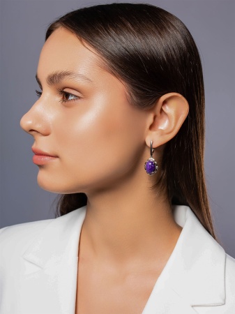 Купить оптом серьги из серебра с чароитами 2340465702 от Krasnoe