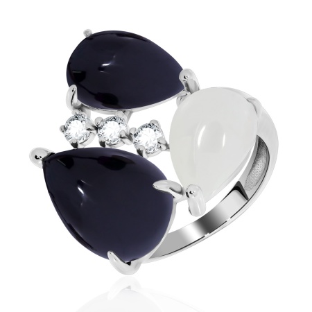 Купить оптом кольцо из серебра с агатами и фианитами 1340391208-2-А1 от Krasnoe