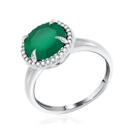 Купить оптом кольца из серебра с агатом и фианитами 1340390888л-60 от Krasnoe