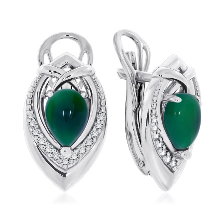 Купить оптом серьги из серебра с агатами и фианитами 2340390948-60 от Krasnoe