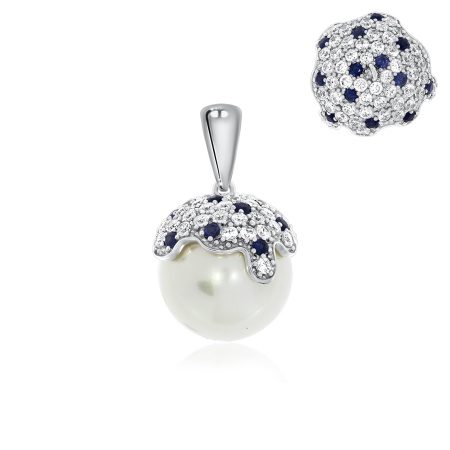 Купить оптом подвеска из серебра с жемчугом, ситаллами и фианитами 3340240807л от Krasnoe