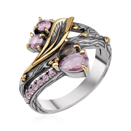 Купить оптом кольцо из серебра с ситаллами 1317С22133л-43 от Krasnoe