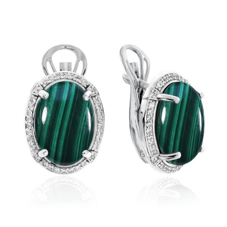 Купить оптом серьги из серебра с малахитами и фианитами 2340380989л от Krasnoe