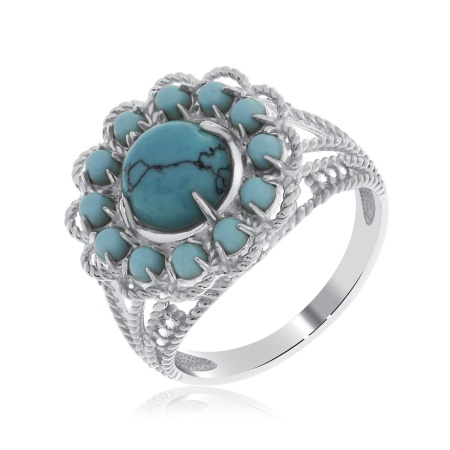 Купить оптом кольцо из серебра с бирюзой и фианитами 1340271883л от Krasnoe
