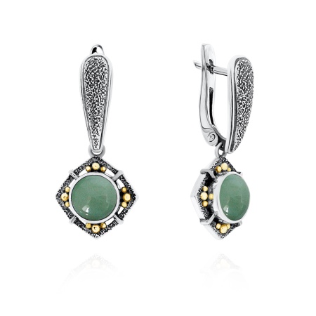 Купить оптом серьги из серебра с авантюринами 2317362404-1-60 от Krasnoe