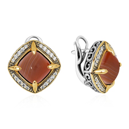 Купить оптом серьги из серебра с сердоликами и фианитами 2317681933 от Krasnoe