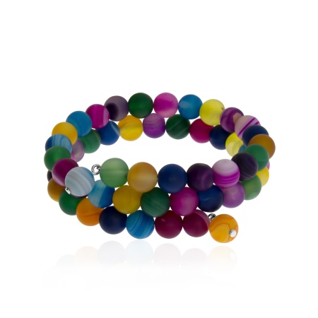 Купить оптом браслет из серебра с проволока (с памятью)ом и ледяными агатами 4300399423 от Krasnoe