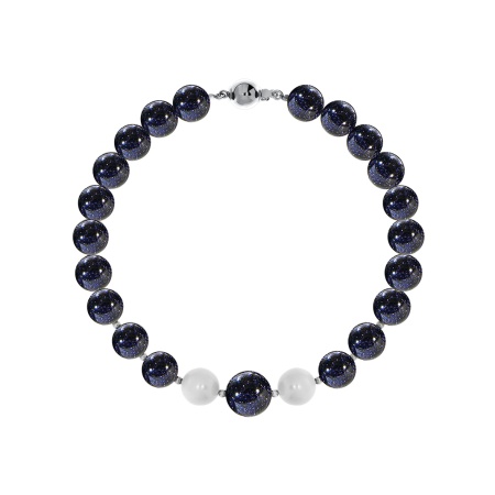 Купить оптом браслет из серебра с жемчугами и синтетическими авантюринами 4340366103-1-18-80 от Krasnoe