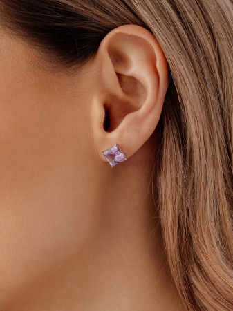 Купить оптом пусеты из серебра с аметистами 2340061912 от Krasnoe