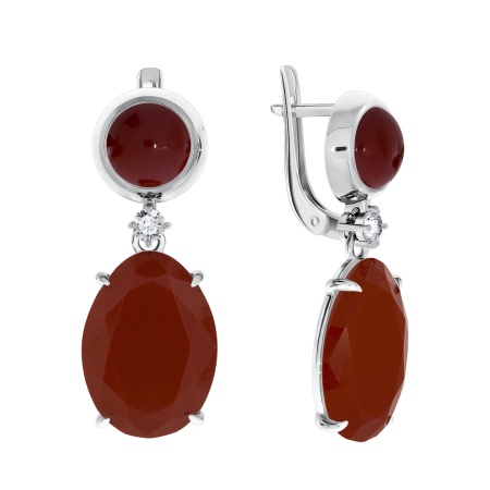 Купить оптом серьги из серебра с фианитами и кораллами 2340280506 от Krasnoe