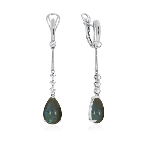 Купить оптом серьги из серебра с лабрадоритами и фианитами 2340Л01209-1 от Krasnoe