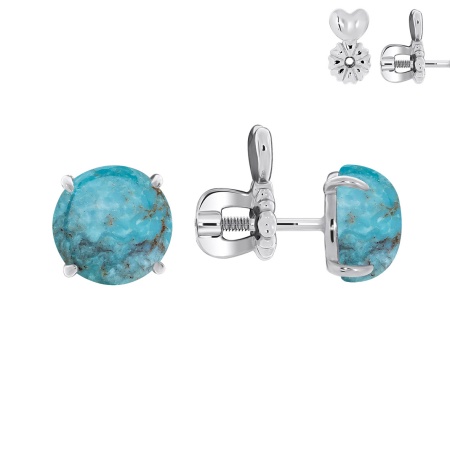 Купить оптом пусеты из серебра с бирюзой П340312680 от Krasnoe