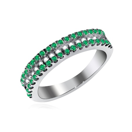 Купить оптом кольцо из серебра с фианитами и ситаллами 1340880165-1-60 от Krasnoe