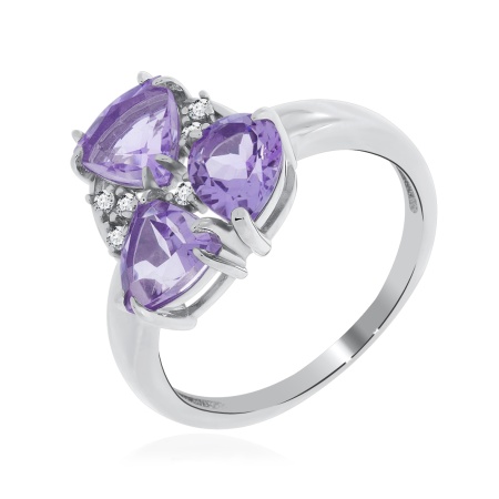 Купить оптом кольцо из серебра с аметистами и фианитами 1340791803л от Krasnoe