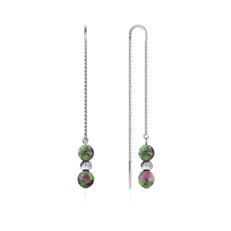 Купить оптом серьги из серебра с рубин-цоизитами 2340590720 от Krasnoe