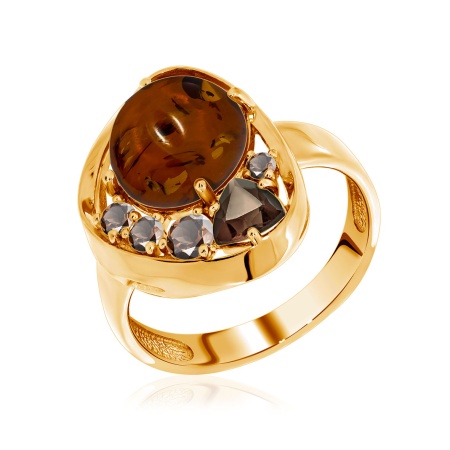 Купить оптом кольцо из серебра с топазом, янтарём и фианитами 1320481170 от Krasnoe