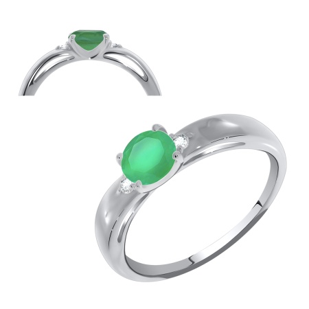 Купить оптом кольцо из серебра с агатом и фианитами 1340390259-60 от Krasnoe