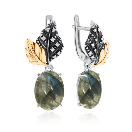 Купить оптом серьги из серебра с лабрадоритами и фианитами 2317Л02267 от Krasnoe