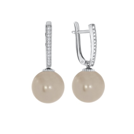 Купить оптом серьги из серебра с жемчугами и фианитами 2340240838л-21 от Krasnoe