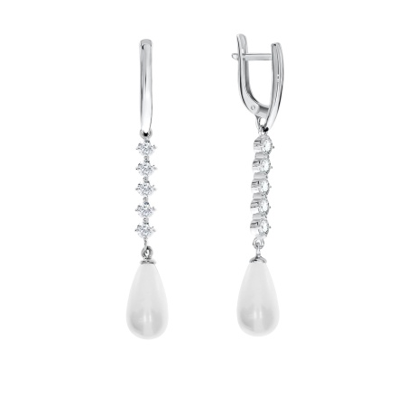 Купить оптом серьги из серебра с жемчугами и фианитами 2340240777-1 от Krasnoe