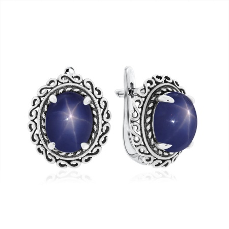 Купить оптом серьги из серебра с сапфир звездчатыйами 2310942113-8 от Krasnoe