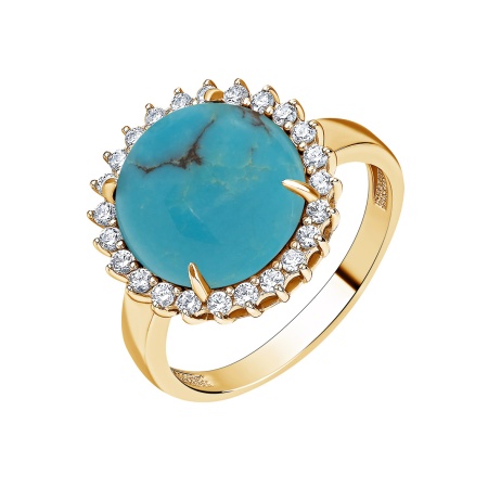 Купить оптом кольцо из серебра с бирюзой и фианитами 1320311977 от Krasnoe