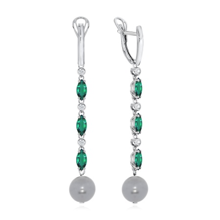 Купить оптом серьги из серебра с жемчугами, фианитами и ситаллами 2340241204-2-21 от Krasnoe