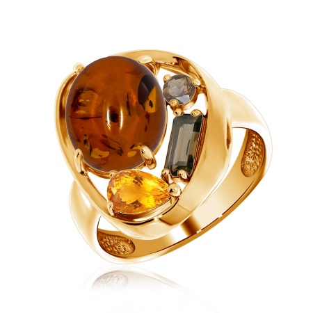 Купить оптом кольцо из серебра с цитрином, янтарём и топазами 1320481168 от Krasnoe