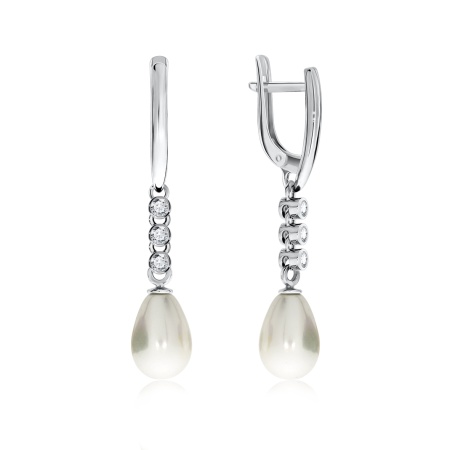 Купить оптом серьги из серебра с жемчугами и фианитами 2340240811л от Krasnoe