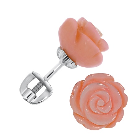 Купить оптом пусеты из серебра с кораллами П340501210-31 от Krasnoe