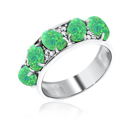 Купить оптом кольцо из серебра с опалами и фианитами 1340252909-60 от Krasnoe