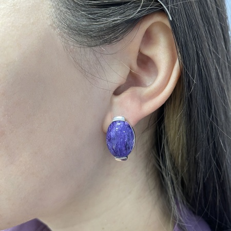 Купить оптом серьги из серебра с чароитами 2340463416 от Krasnoe