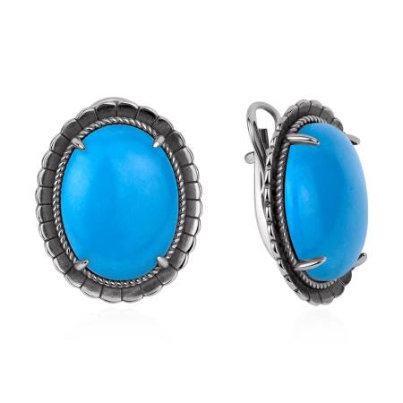 Купить оптом серьги из серебра с бирюзой 2310Б26361 от Krasnoe