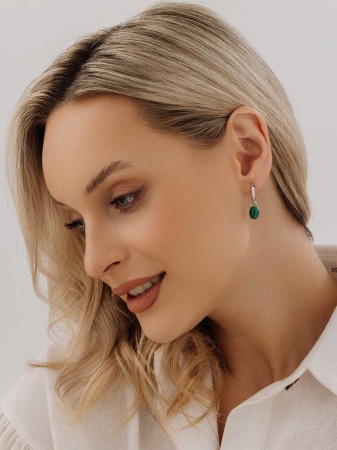 Купить оптом серьги из серебра с малахитами 2340380901 от Krasnoe