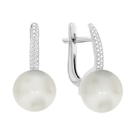 Купить оптом серьги из серебра с жемчугом и фианитами 2340241558л от Krasnoe