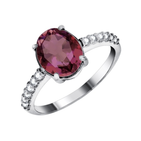 Купить оптом кольцо из серебра с кристаллом, кристалл ювелирныйом и фианитами 1340290185-33 от Krasnoe