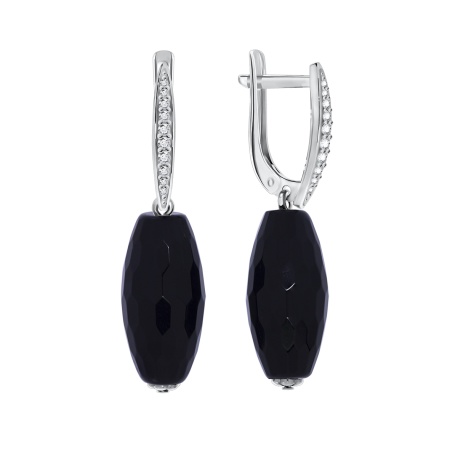 Купить оптом серьги из серебра с ониксами и фианитами 2340430324л от Krasnoe