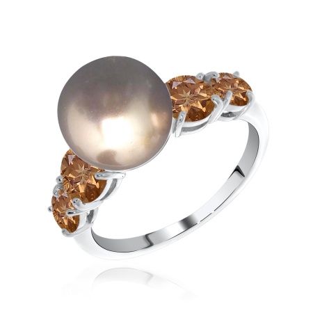 Купить оптом кольцо из серебра с жемчугом и фианитами 1340240869-43 от Krasnoe