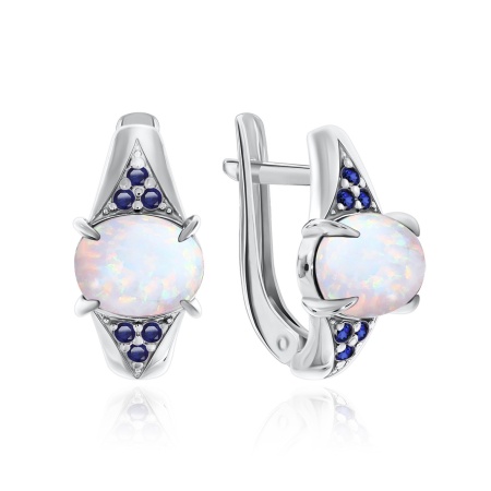 Купить оптом серьги из серебра с опалами и ситаллами 2340250372л-13 от Krasnoe