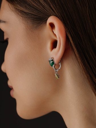 Купить оптом серьги из серебра с агатами, ситаллами и фианитами 2340392662л-60 от Krasnoe