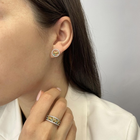 Купить оптом пусеты из серебра с изумрудами и фианитами 2350011940л от Krasnoe